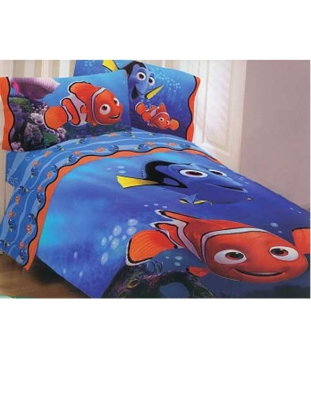 NEW~TWIN size Comforter+Sheet Set~vtg Disney Pixar Finding Nemo dory~Cotton Rich